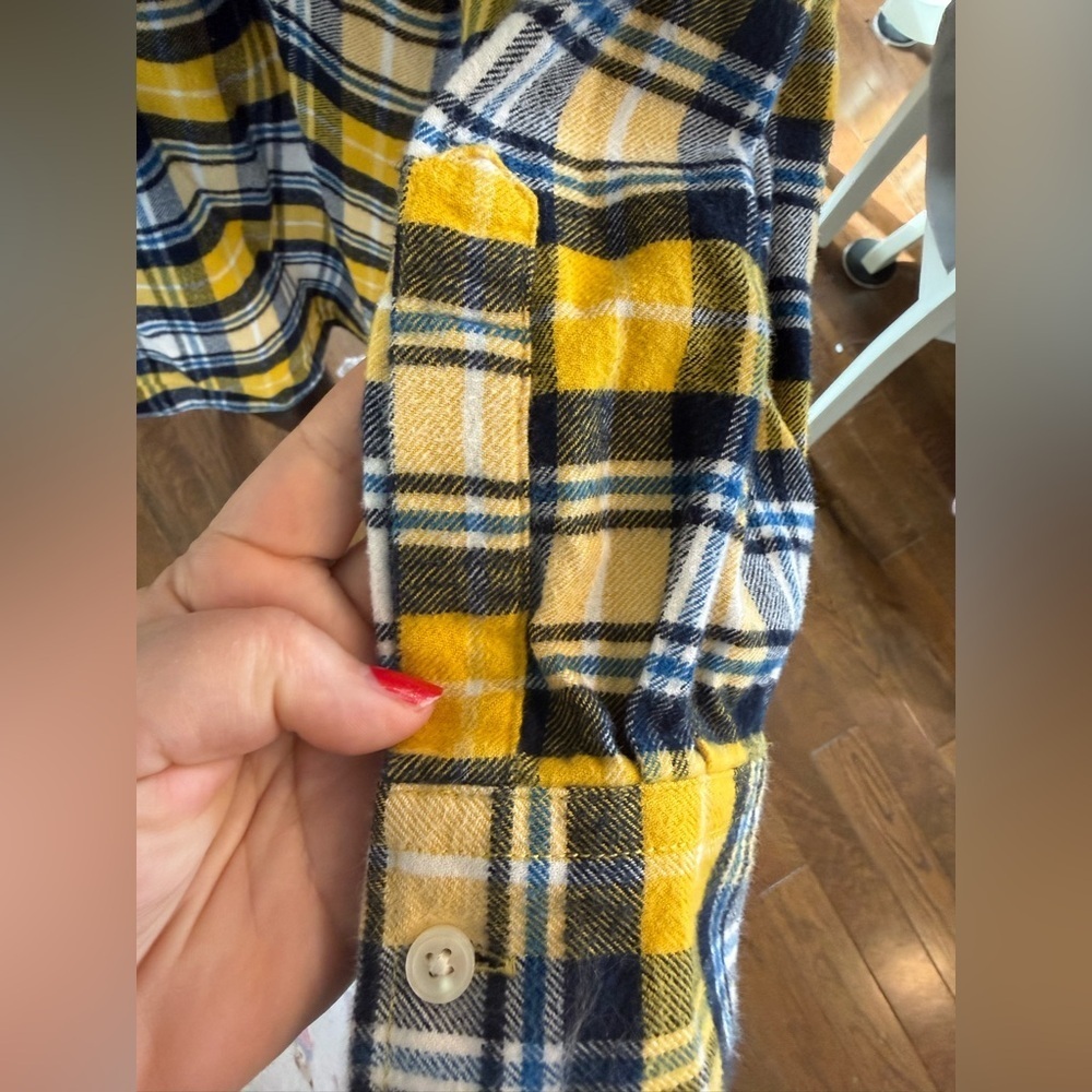 Lands' End Yellow and Navy Plaid Shirt - Picture 5 of 9